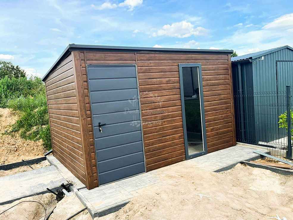 Schowek domek ogrodowy 3x3m  okno  drewnopodobny - antracyt ID882 Olsztynek - zdjęcie 2