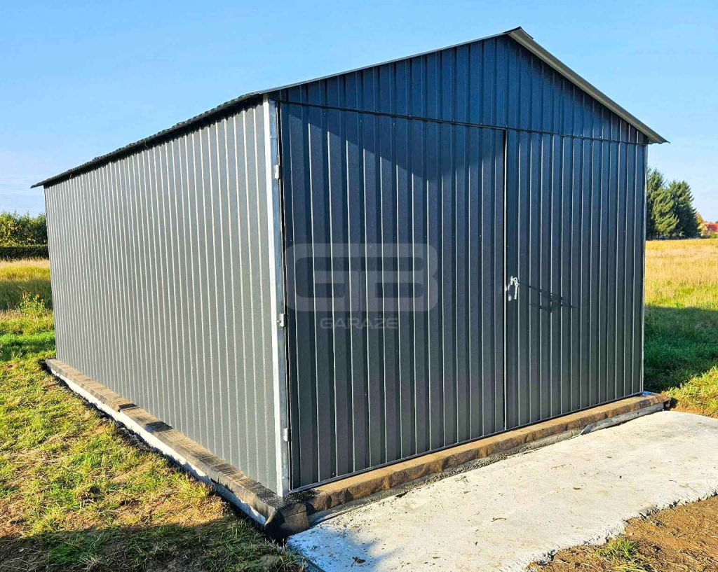 Garaż blaszany 3x6m - wolnstojący brama dwuskrzydłowa dwuspadowy GB155 Gliwice - zdjęcie 6