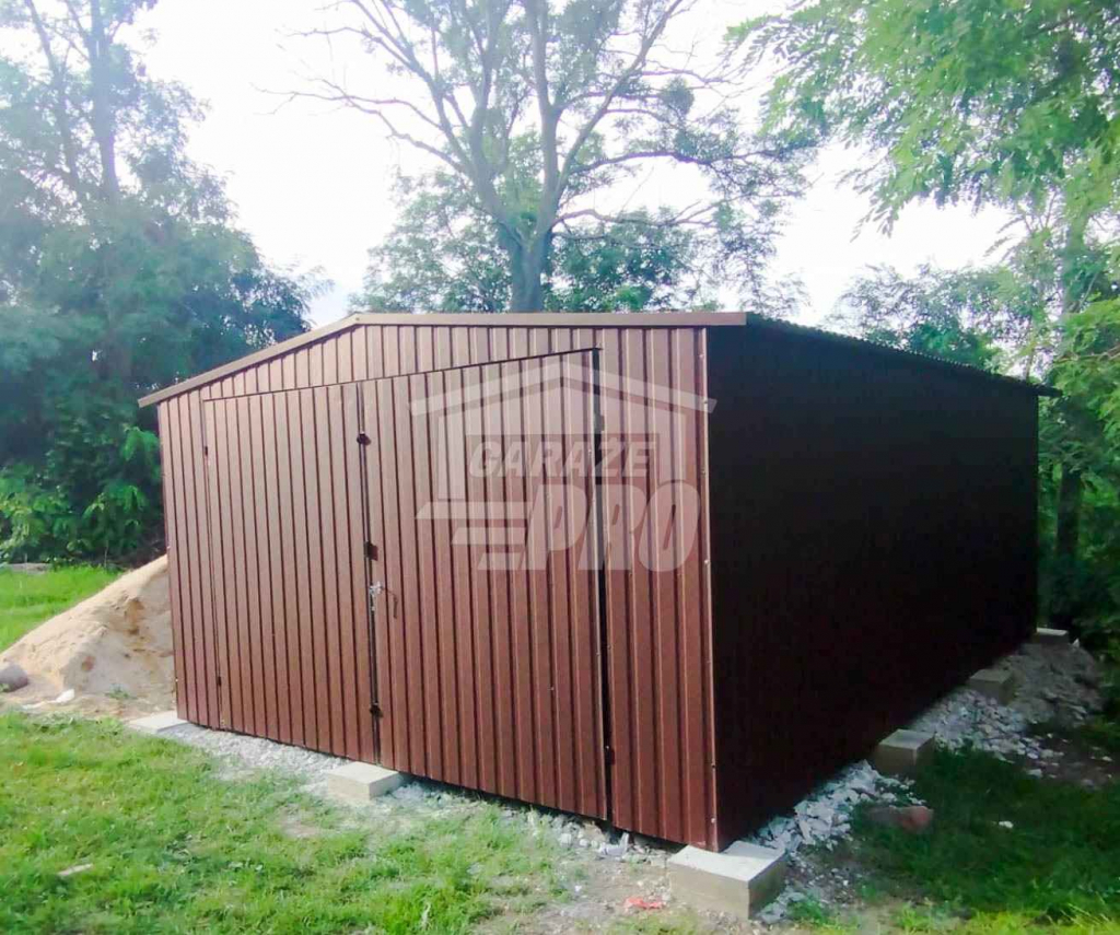 Garaż blaszany 4x7 Brama Brąz Dach dwuspadowy - wolnostojący GP206 Mrągowo - zdjęcie 2