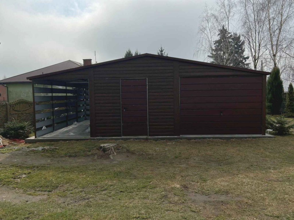 Garaż 6x5 + Wiata 2x5 Drewnopodobny Premium Dwuspadowy Montaż Gratis Krosno - zdjęcie 2