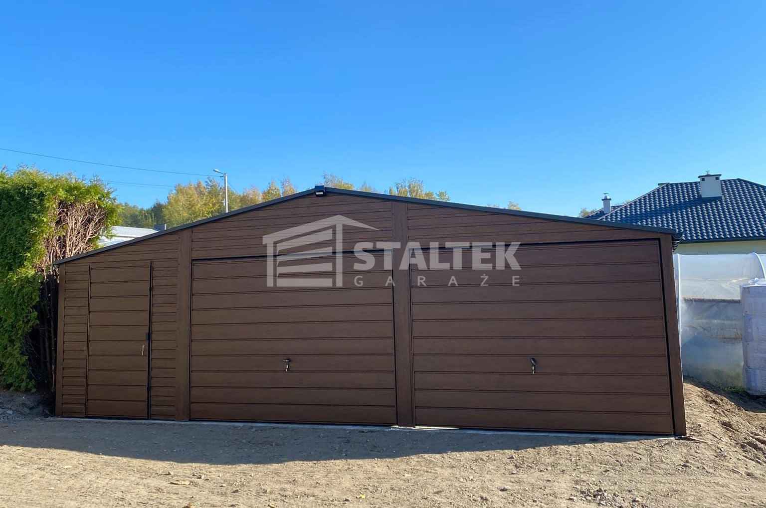 Garaż blaszany 8x6m 2x Brama drzwi 2x okno drewnopodobny Dach ST175 Łomża - zdjęcie 2