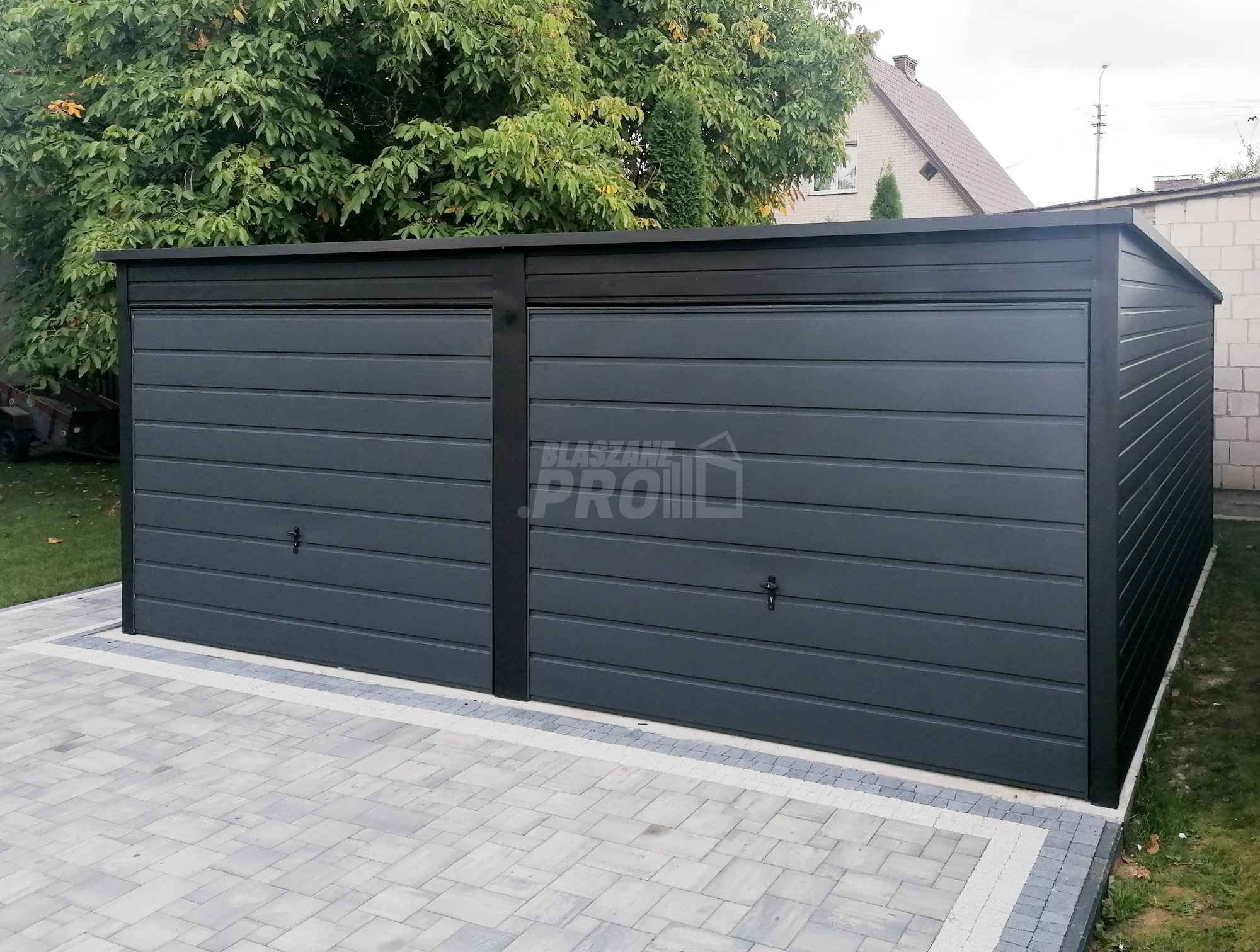 Garaż blaszany 6x5  Brama uchylna x2  antracyt spad w tył  GP124 Nysa - zdjęcie 4