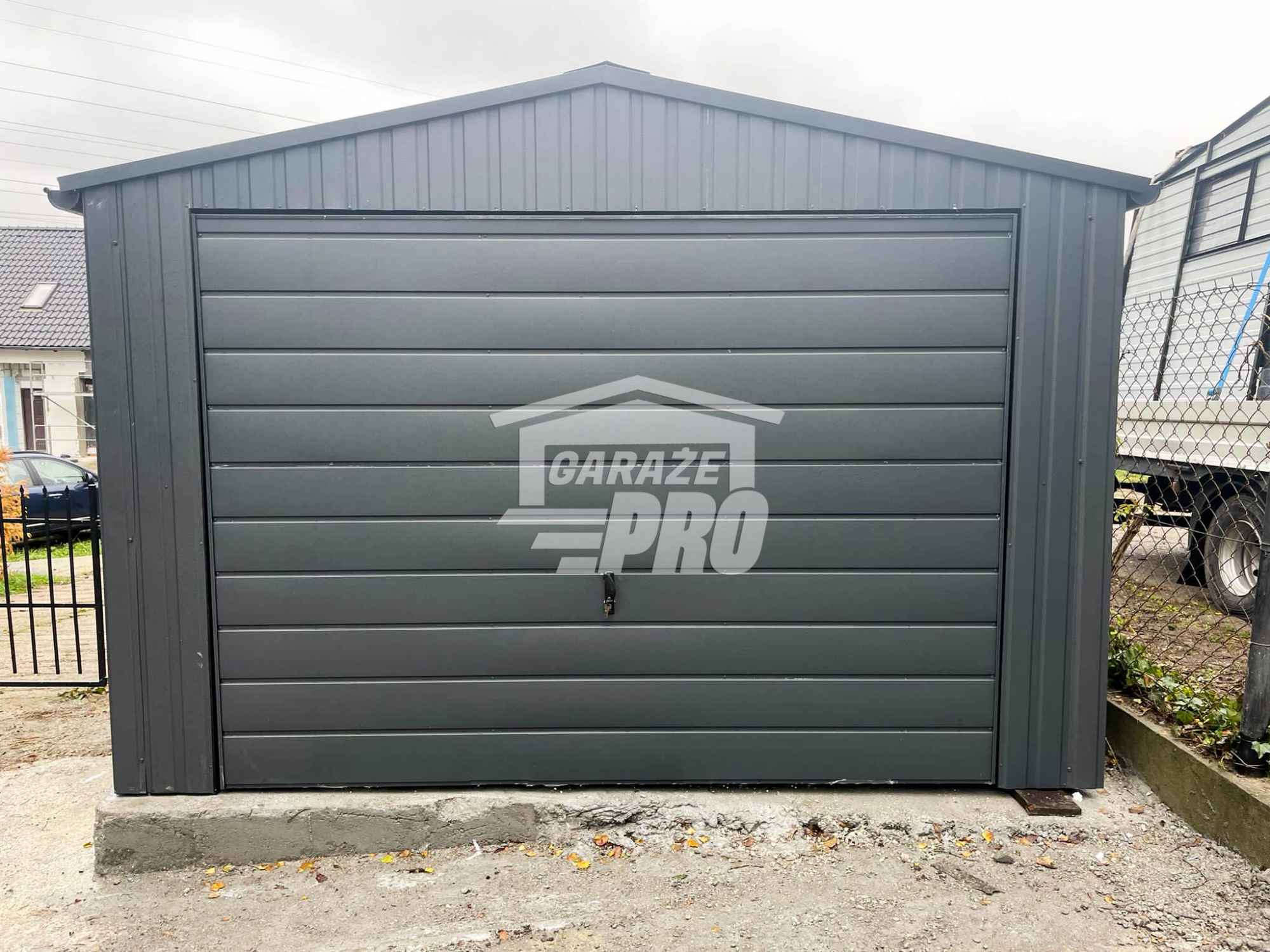 Garaż blaszany 3,5x7m Brama uchylna - drzwi - rynny Antracyt  GP234 Częstochowa - zdjęcie 6