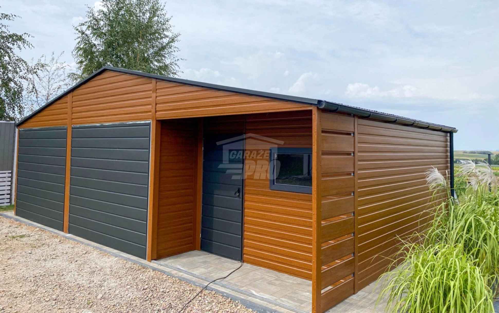 Garaż blaszany 5x9m wnęka 2x brama drzwi okno rynny dach GP650 Lubartów - zdjęcie 4
