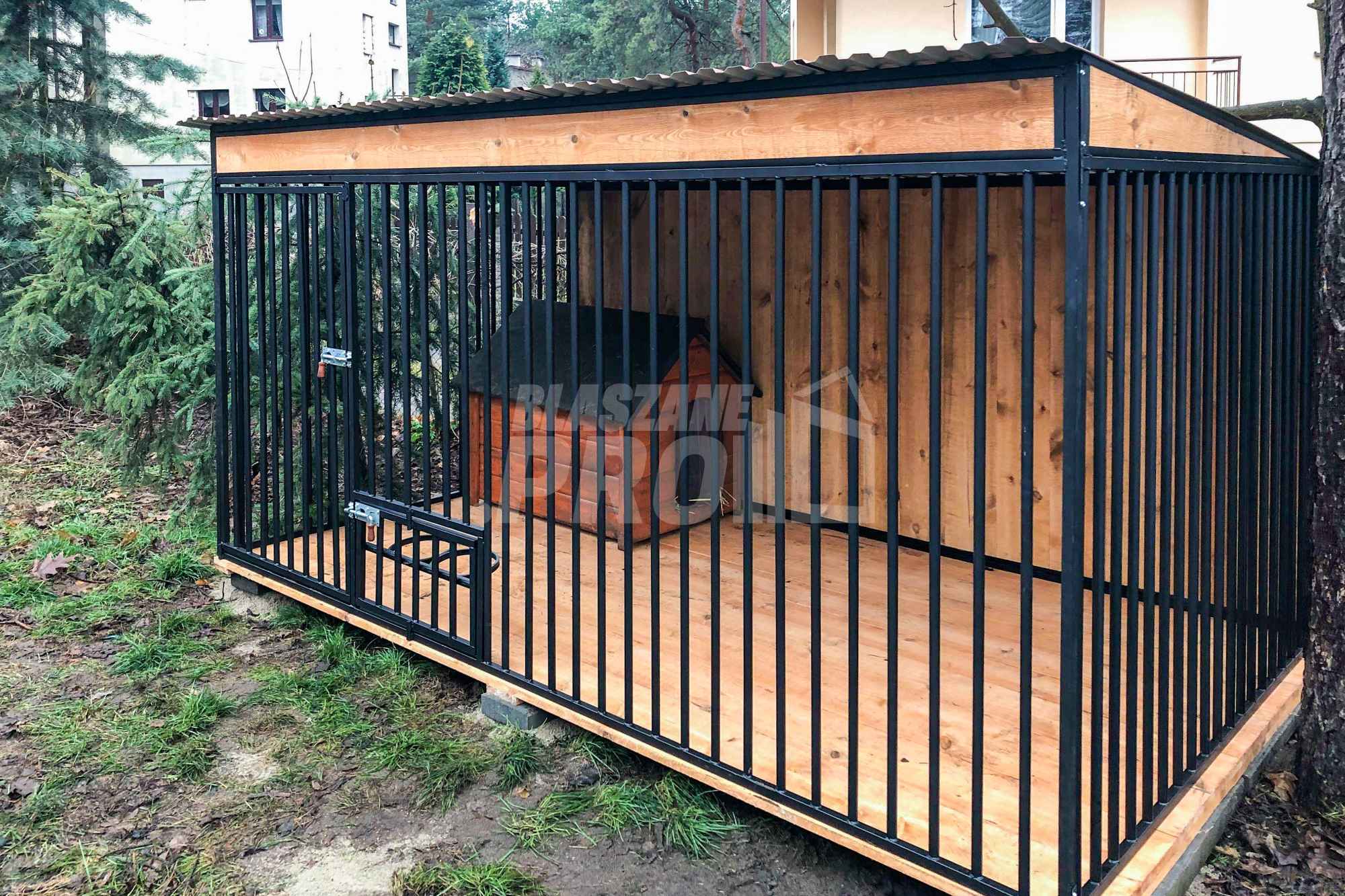 Kojec dla psów 3x2m Wiatrołap Drewniana podłoga Uchwyt na miski GP397 Inowrocław - zdjęcie 4