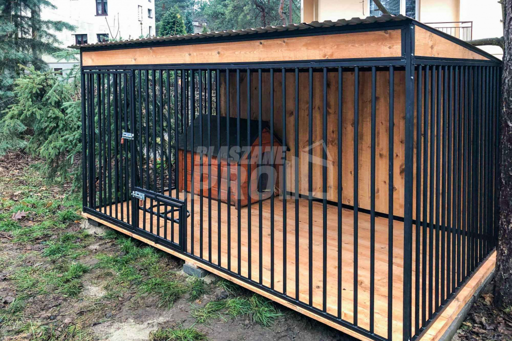 Kojec dla psów 3x2m Wiatrołap Drewniana podłoga Uchwyt na miski GP397 Inowrocław - zdjęcie 4