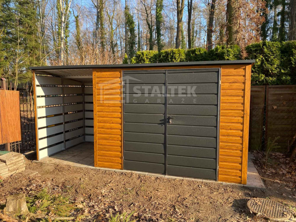 Schowek - Domek Ogrodowy 3x2m + wiata 1,5m Brama dach ST132 Konin - zdjęcie 2