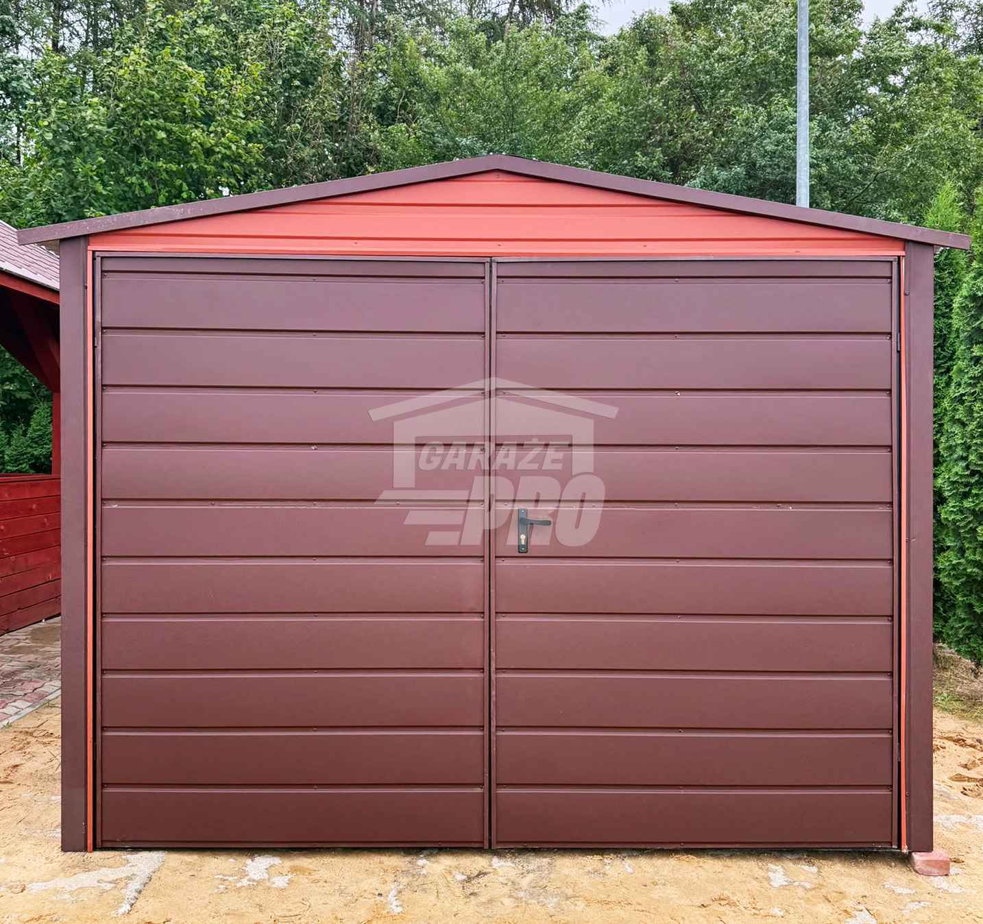 Garaż blaszany 3x5 m - brama dwuskrzydłowa  dach GP761 Rzeszów - zdjęcie 3
