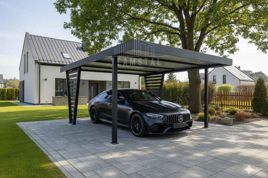 Carport V PREMIUM 4x5m - Wypełnienie panelami Wiata samochodowa TS1262 Olsztyn - zdjęcie 3