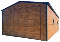 Garaż blaszany 5x6m - brama uchylna drzwi 2x okno rynny dach TS1177