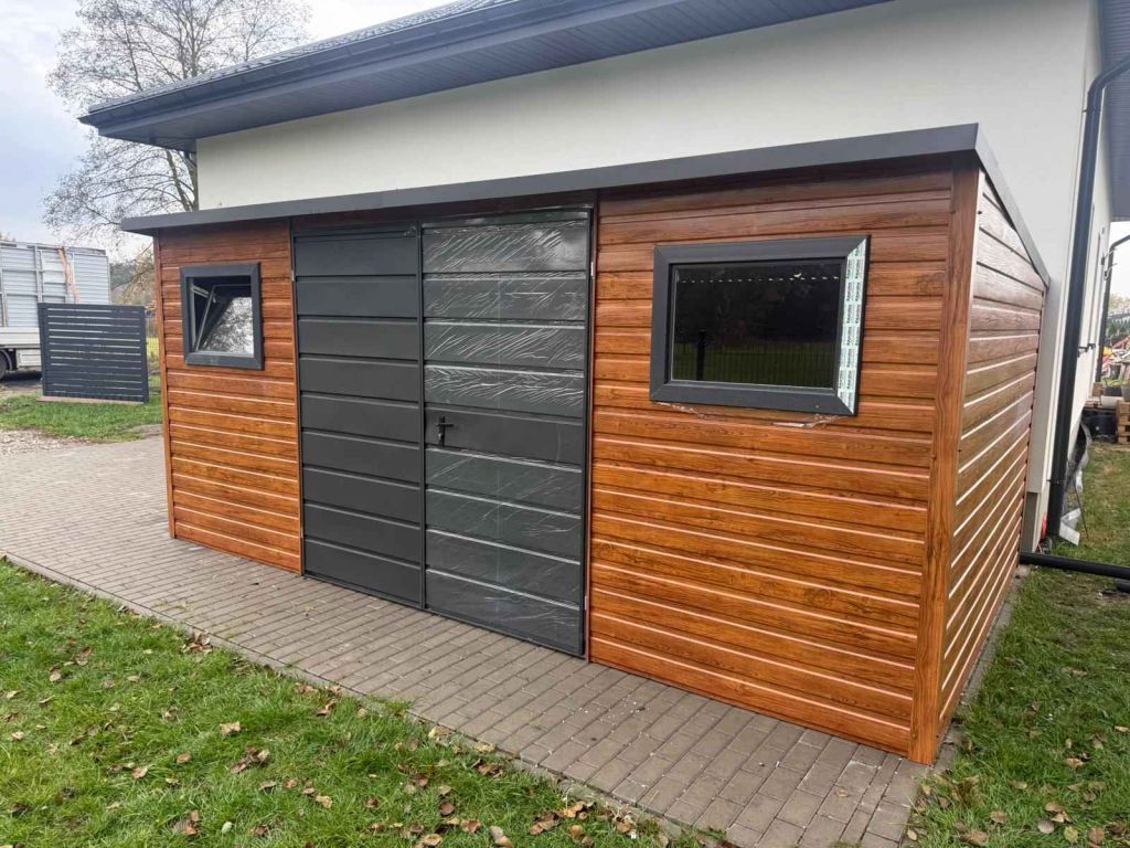 Domek Schowek Ogrodowy 5×4 złoty dąb + ciemny grafit mat PREMIUM Kielce - zdjęcie 3