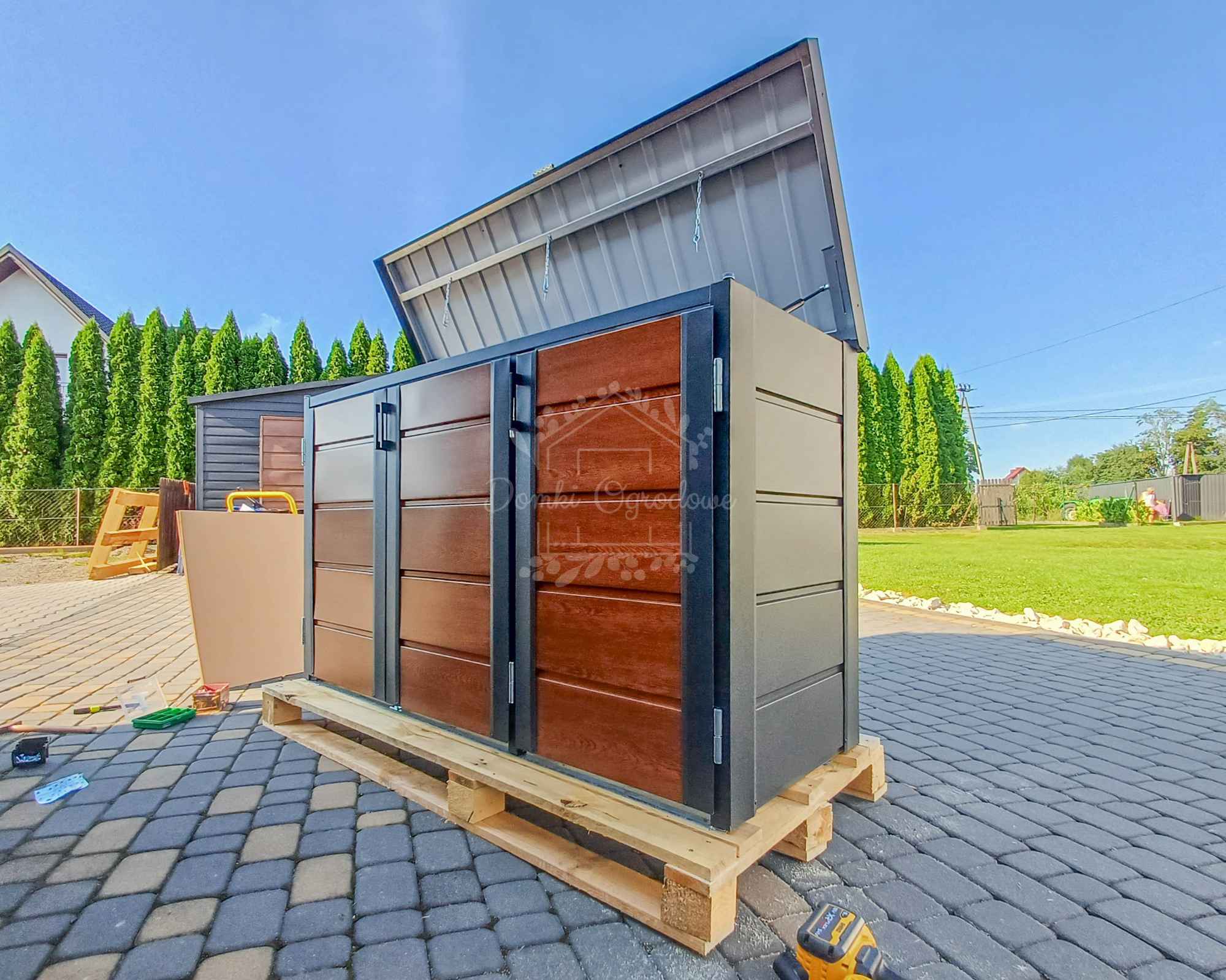 Zabudowa koszy na śmieci 207x80x120 cm 3x240L Antracyt  Orzech ID868 Inowrocław - zdjęcie 6