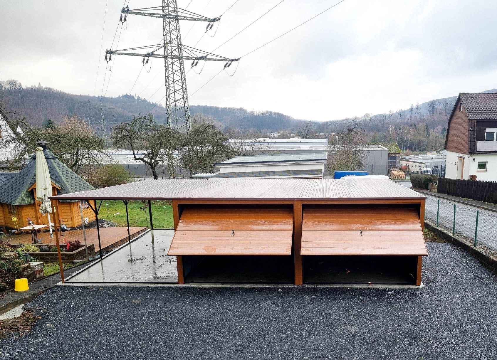 Garaż blaszany 6x6 + 3x6 wiata  Brama uchylna x2 spad w tył GP132 Nowy Sącz - zdjęcie 2