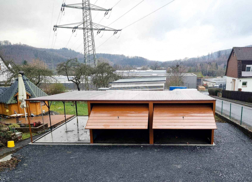 Garaż blaszany 6x6 + 3x6 wiata  Brama uchylna x2 spad w tył GP132 Nowy Sącz - zdjęcie 2