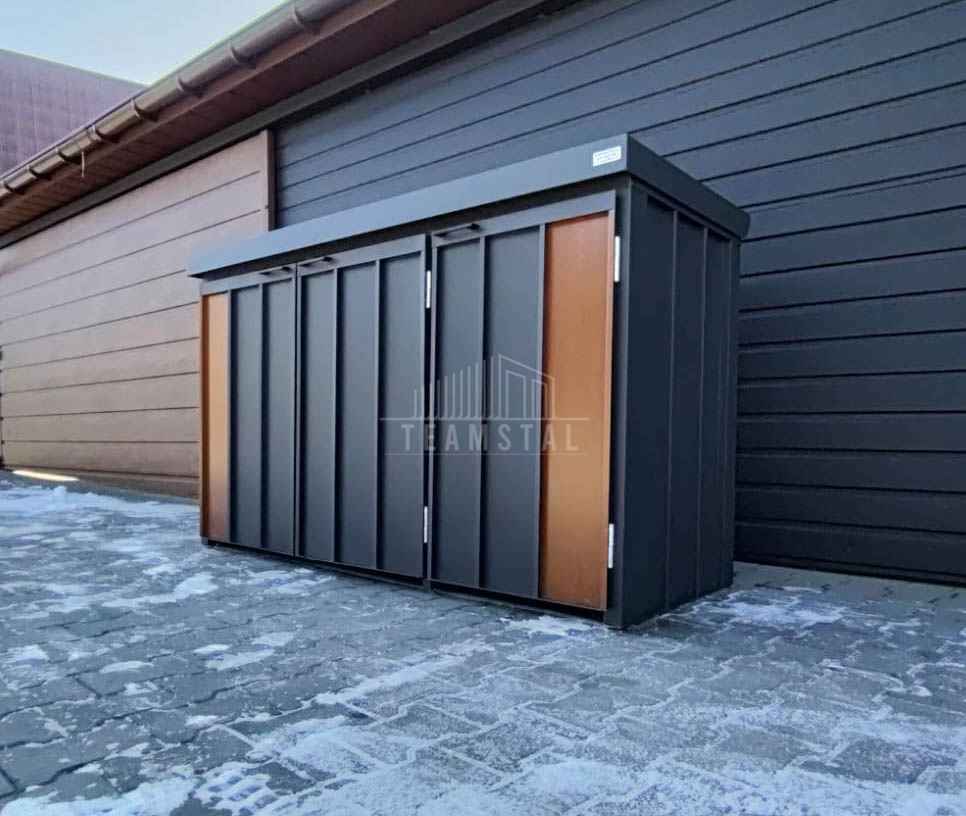 Zabudowa koszy na śmieci wiata obudowa 177x65x110 cm 3x120L TS1222 Lubartów - zdjęcie 6