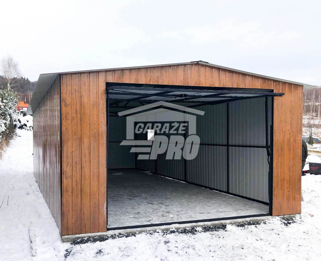 Garaż blaszany 4x8 Brama uchylna drewnopodobny Dach dwuspadowy GP148 Tarnogród - zdjęcie 1