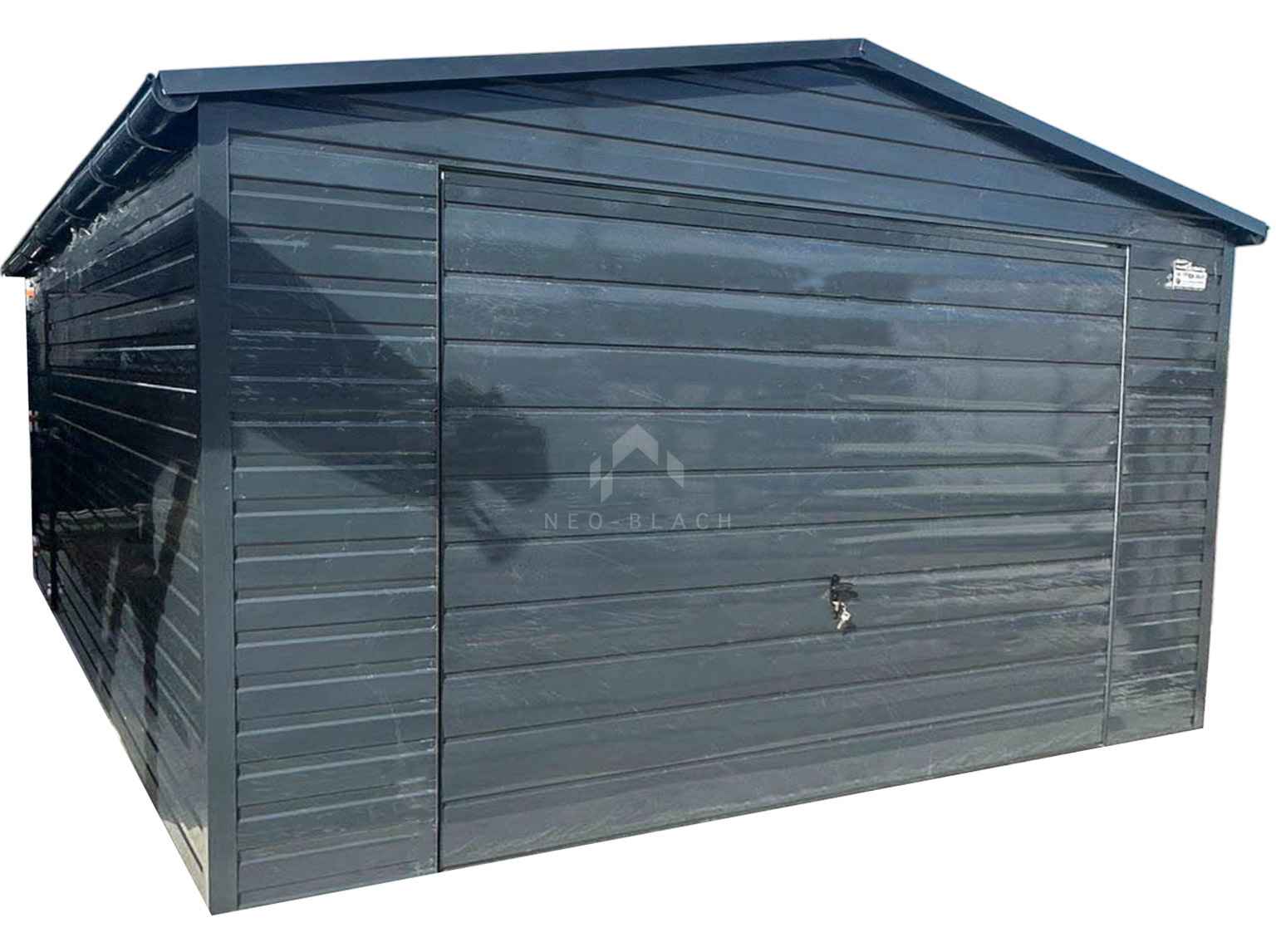 Garaż blaszany 4,5x6m - Brama uchylna rynny  dach dwuspadowy NB375 Nowy Tomyśl - zdjęcie 1