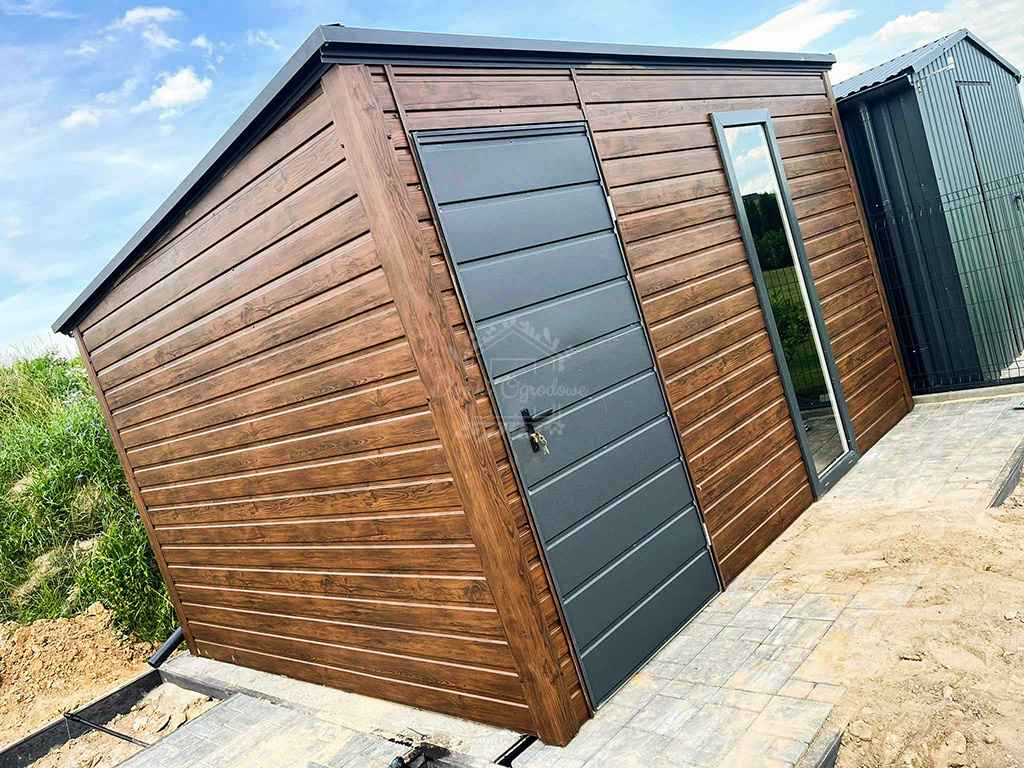 Schowek domek ogrodowy 3x3m  okno  drewnopodobny - antracyt ID882 Olsztynek - zdjęcie 3