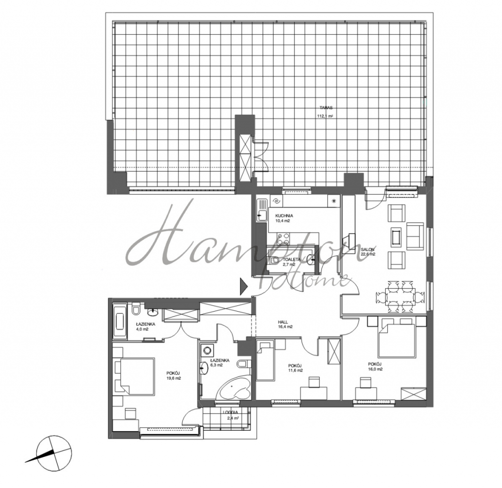 Apartament z dużym tarasem na ostatnim piętrze Mokotów - zdjęcie 5