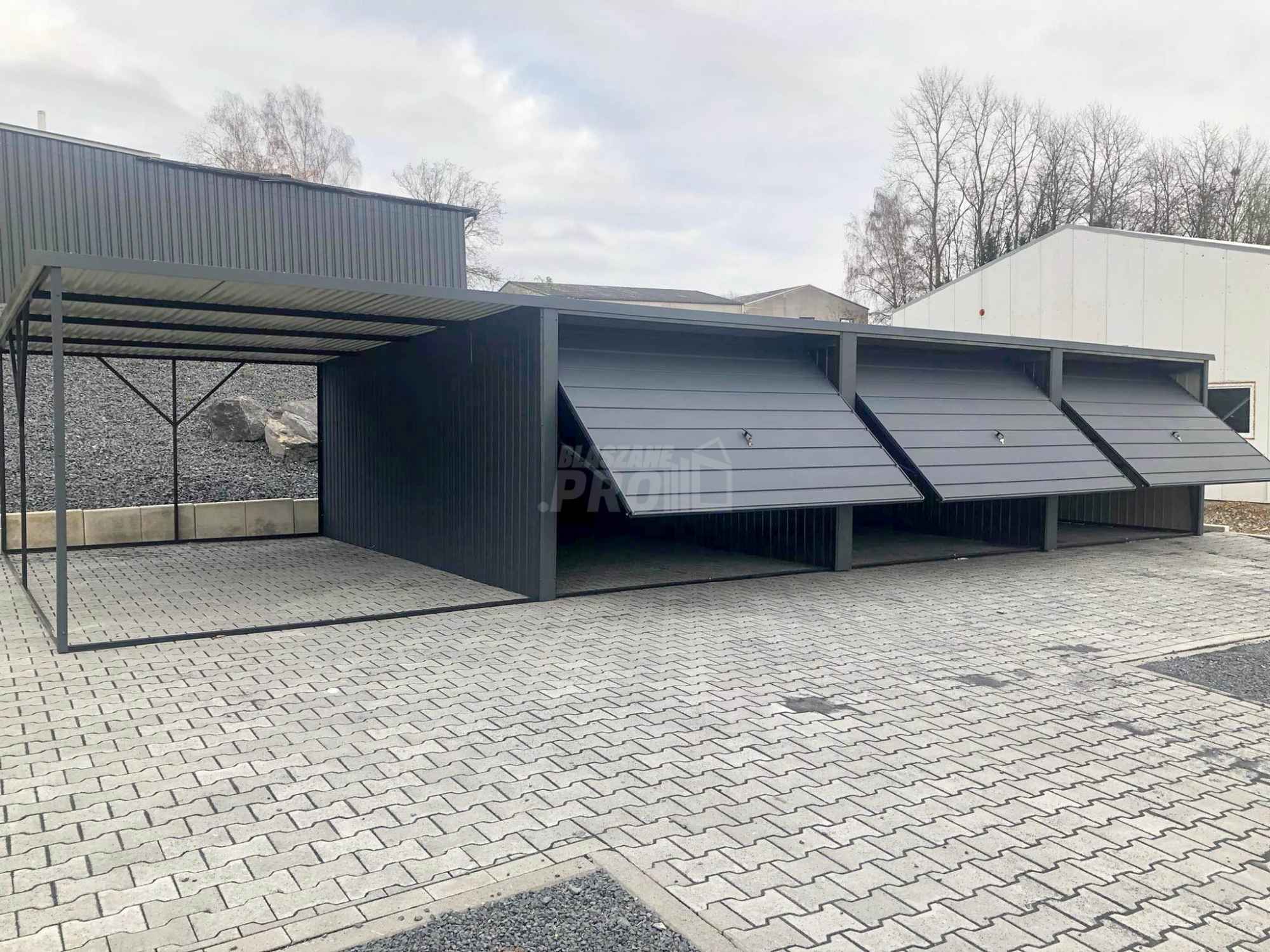 Garaż blaszany 9x6 + wiata 3x6 3x Brama uchylna spad w tył  GP162 Nowy Sącz - zdjęcie 2