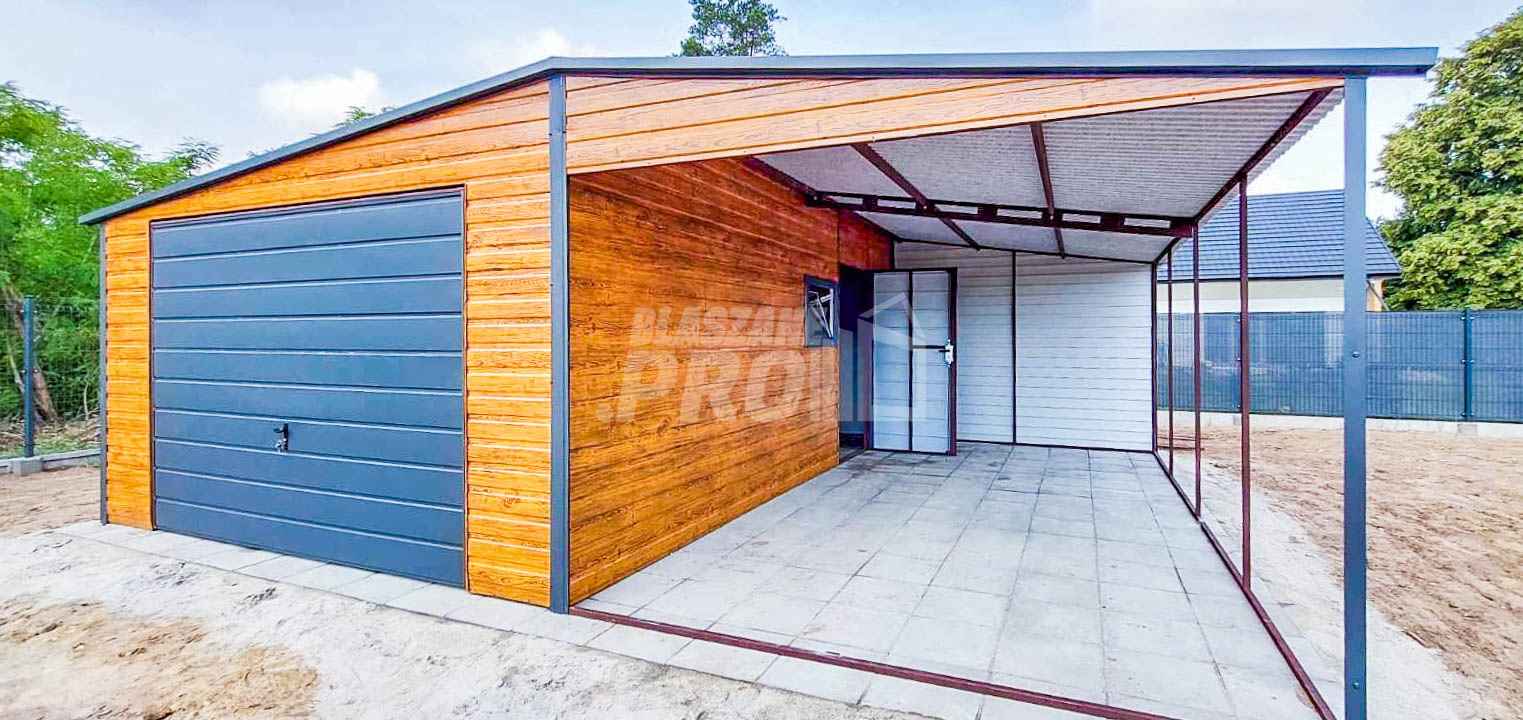 Garaż Blaszany 4x6m + Wiata 4x6m - Brama Uchylna - Okno - Drzwi GP431 Nysa - zdjęcie 3