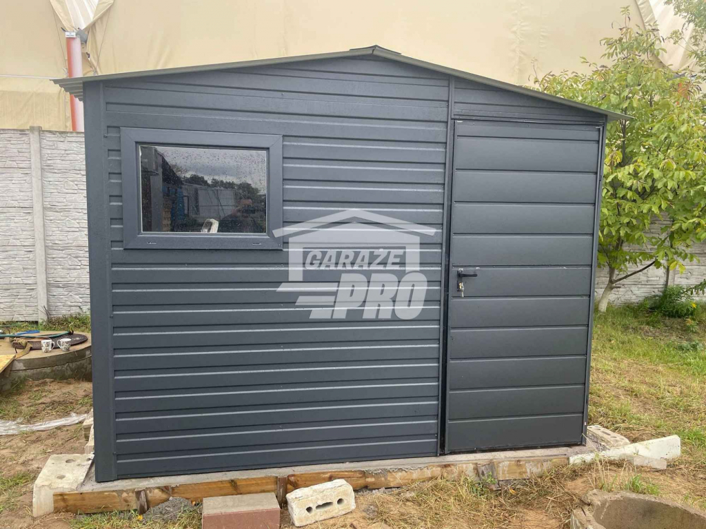 Domek Ogrodowy 3x3 Drzwi Okno Dach dwuspadowy Antracyt GP228 Września - zdjęcie 7