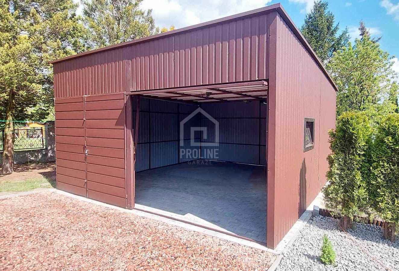 Hala Garaż blaszany 6x6 - 2x Brama - okno  dach w tył PLG107 Siedlce - zdjęcie 3