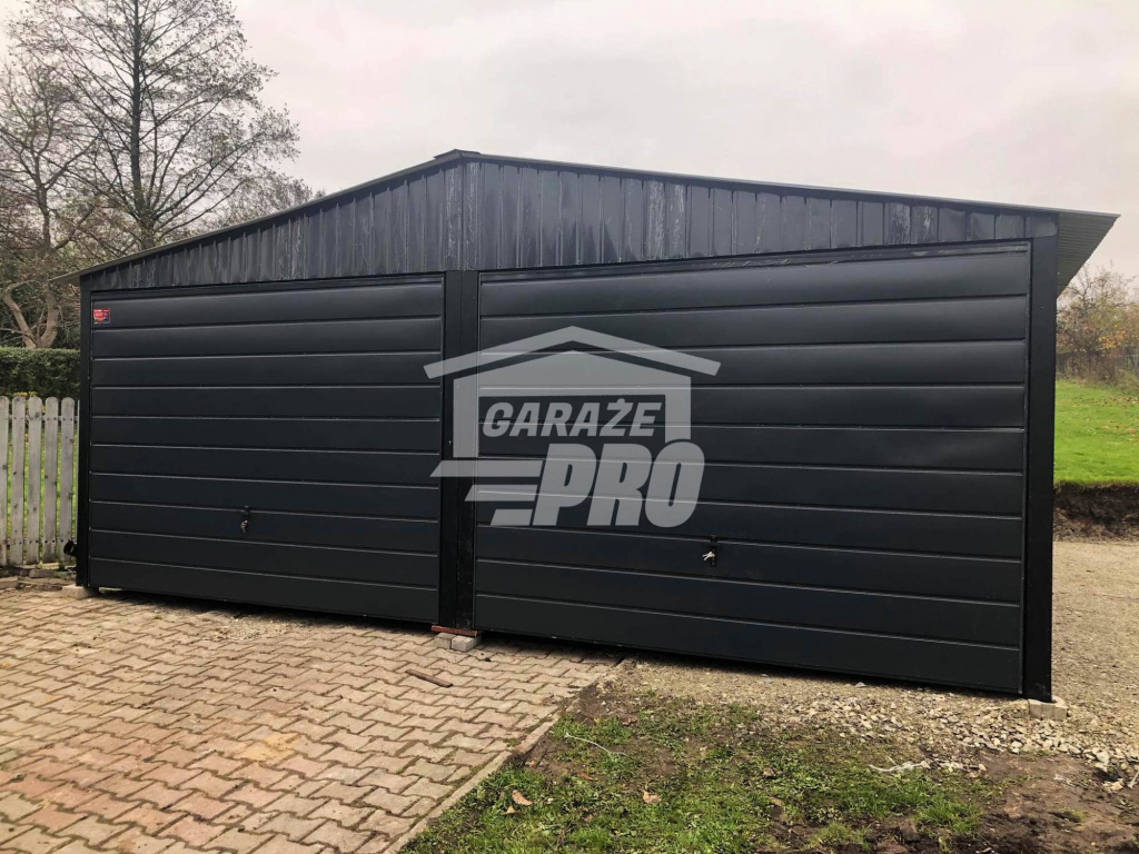 Garaż blaszany 6x6 Czarny Dach dwuspadowy - wolnostojący GP149 Zabagnie - zdjęcie 5