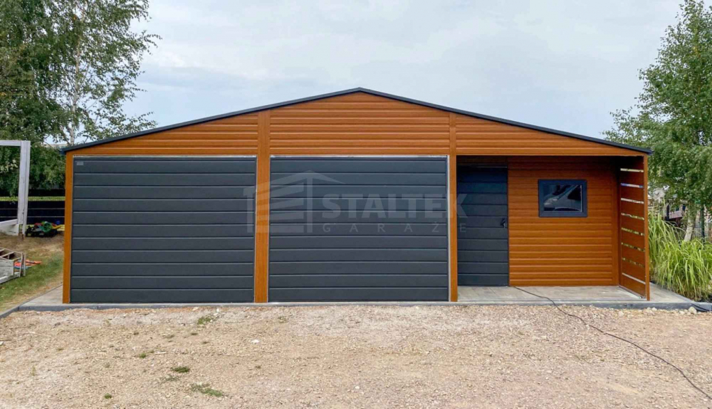 Garaż blaszany 5x9m - wnęka - 2x brama drzwi okno rynny dach ST100 Włocławek - zdjęcie 3