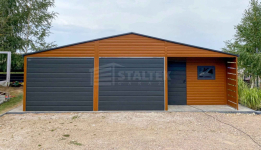 Garaż blaszany 5x9m - wnęka - 2x brama drzwi okno rynny dach ST100 Włocławek - zdjęcie 3