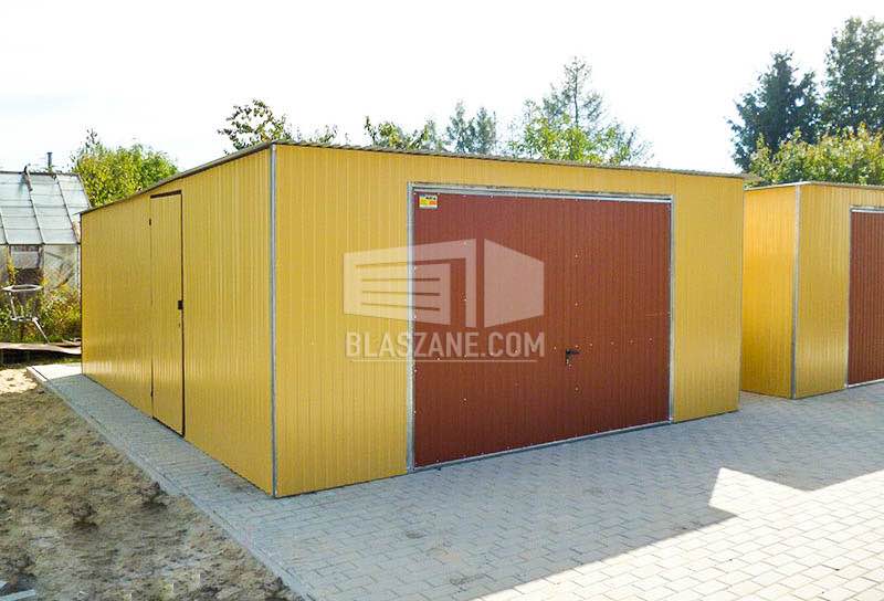 Garaż Blaszany 5x6  Brama - drzwi - żółty jasny brąz spad w tył  BL113 Bydgoszcz - zdjęcie 5