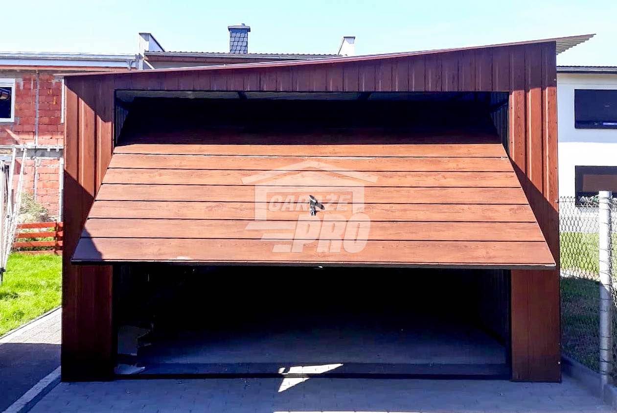Garaż blaszany 3,5x3 Brama uchylna  drewnopodobny  spad w bok GP89 Brzesko - zdjęcie 4