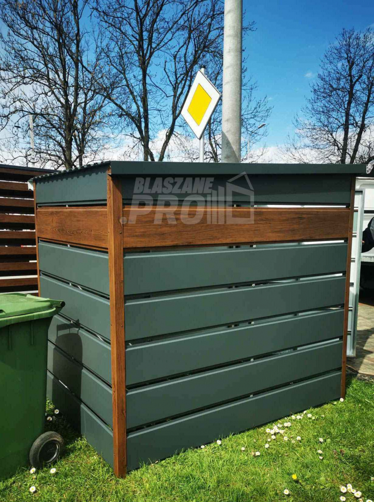 Wiata śmietnikowa spad tył1,3x2m zielona drewno Schowek ogrodowy GP291 Bełchatów - zdjęcie 8
