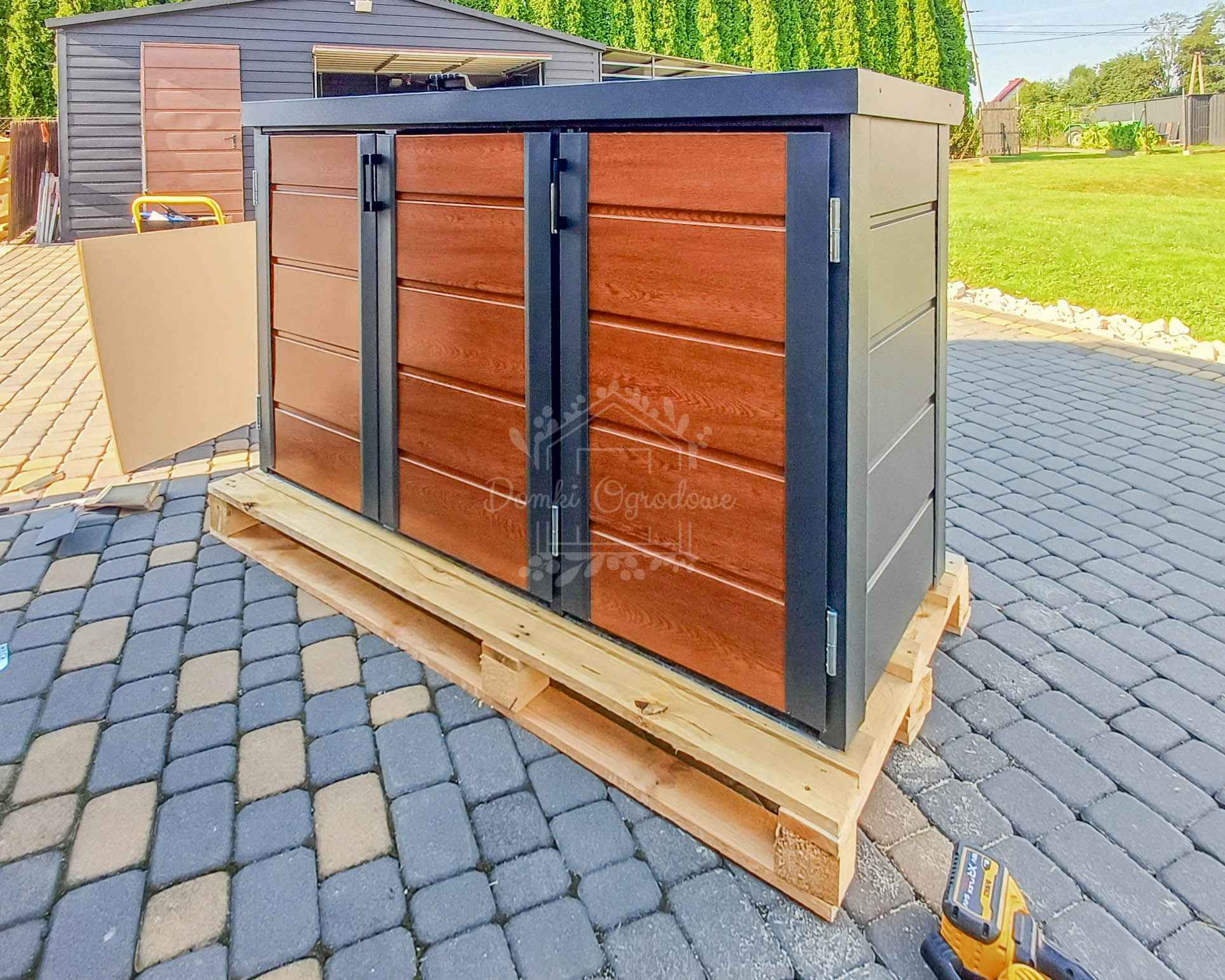 Zabudowa koszy na śmieci 207x80x120 cm 3x240L Antracyt  Orzech ID868 Inowrocław - zdjęcie 4