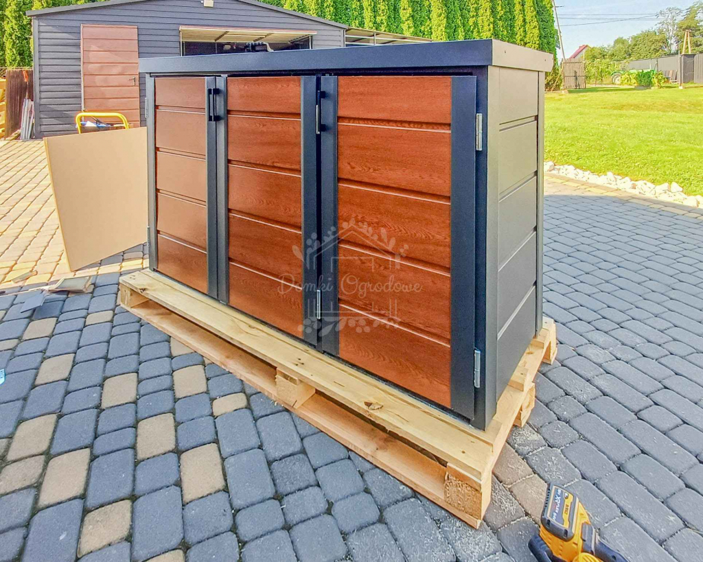 Zabudowa koszy na śmieci 207x80x120 cm 3x240L Antracyt  Orzech ID868 Inowrocław - zdjęcie 4