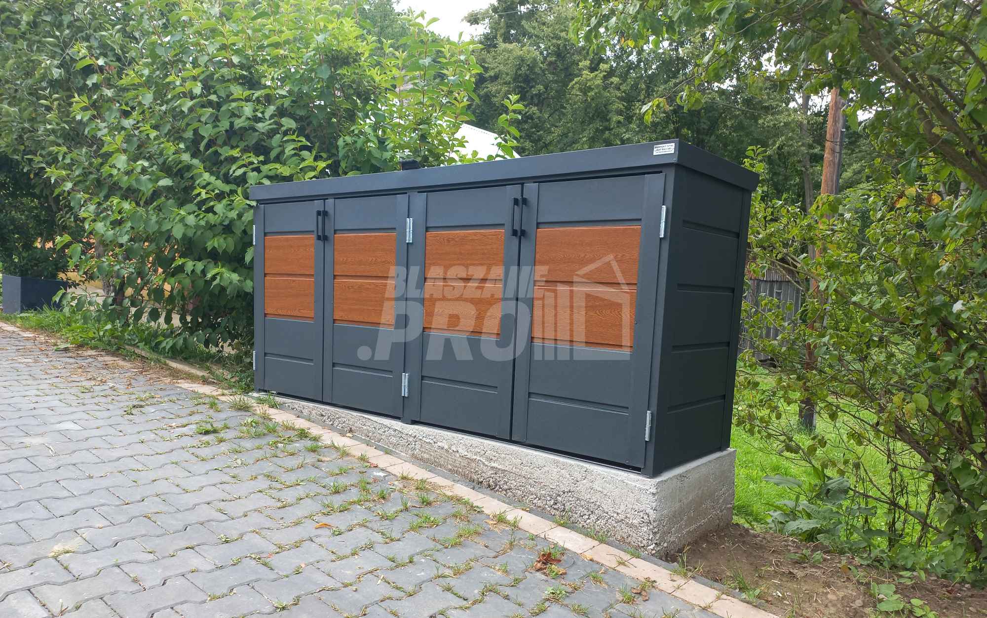 Zabudowa koszy na śmieci wiata śmietnikowa 235x65x110 cm 4x120L GP340 Białogrądy - zdjęcie 3