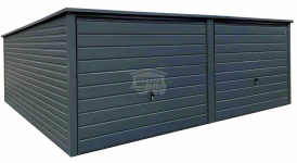 Garaż blaszany 6x6m - Brama uchylna - Antracyt Dach spad w tył GP596