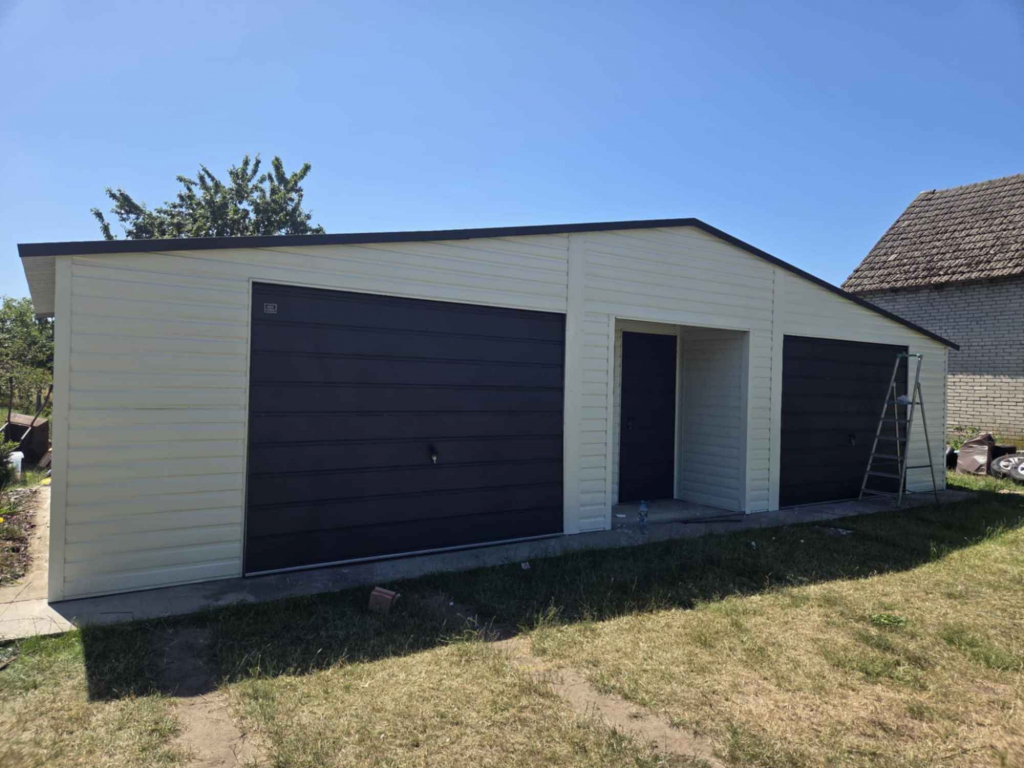 Garaż Blaszany z pomieszczeniem gospodarczym 12x5m Biały + Grafit Mat Radków - zdjęcie 5