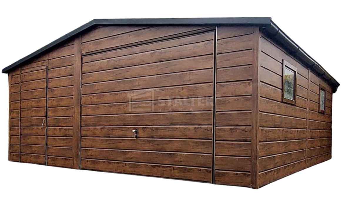 Garaż blaszany 6X6m  brama uchylna drzwi 2x okno dach rynny ST231 Toruń - zdjęcie 1