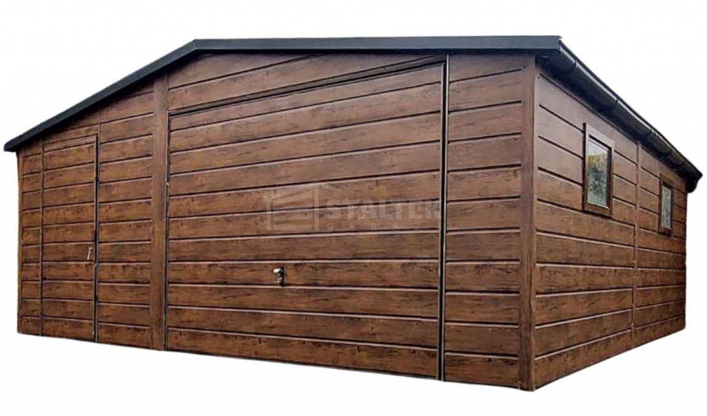 Garaż blaszany 6X6m  brama uchylna drzwi 2x okno dach rynny ST231 Toruń - zdjęcie 1