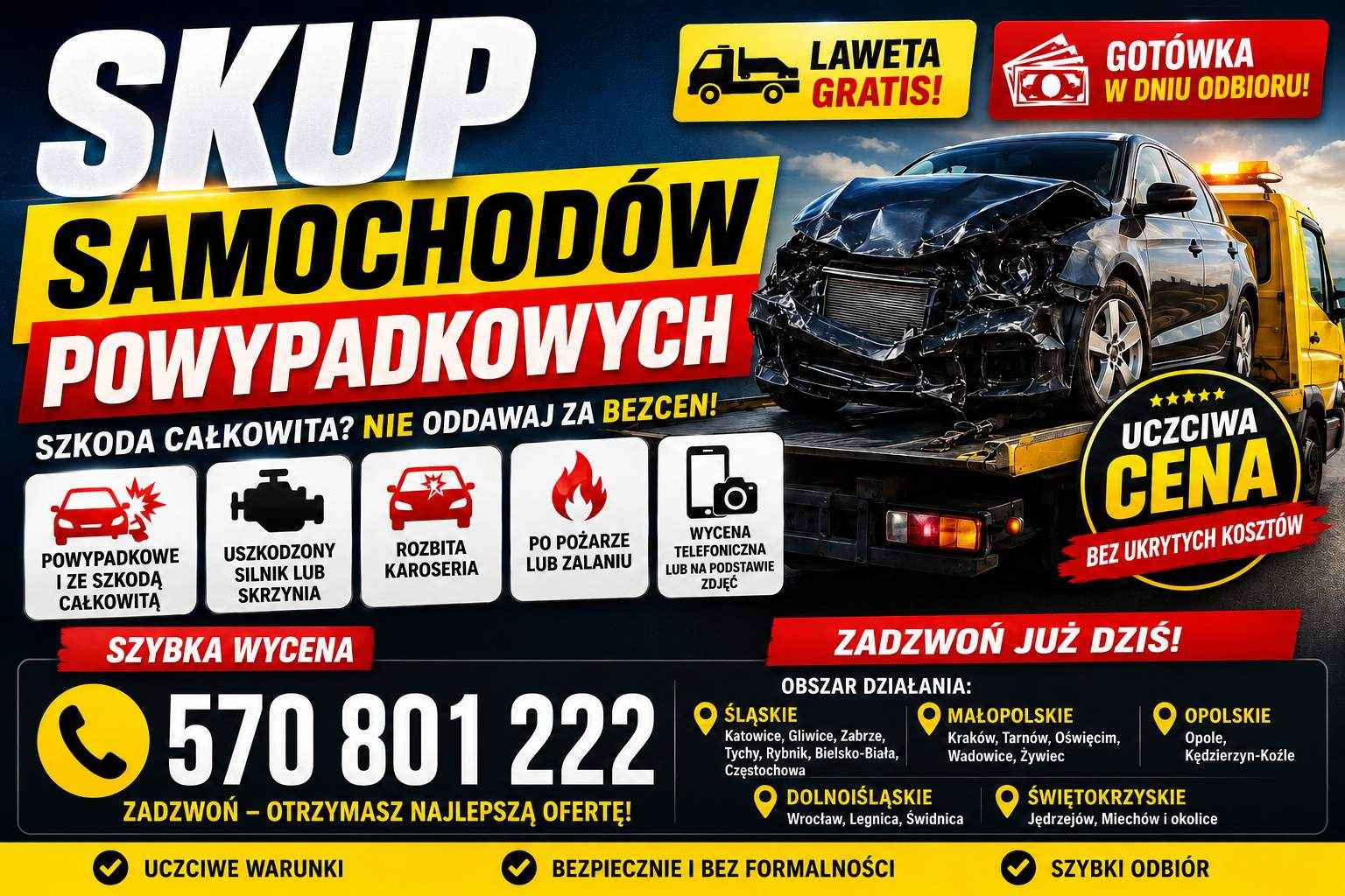 Skup samochodów powypadkowych | Skup aut uszkodzonych | Dojazd lawetą Chrzanów - zdjęcie 1