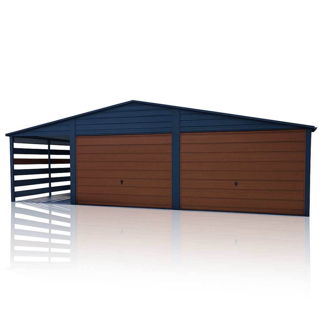 Garaż Blaszany Wiata  8x6 ciemny grafit + złoty dąb PREMIUM Wałbrzych - zdjęcie 1