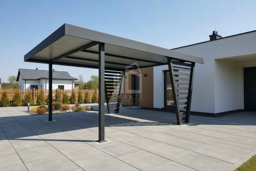 Carport V PREMIUM 4x5m - Wypełnienie panelami Wiata samochodowa ID1192 Widzew - zdjęcie 2