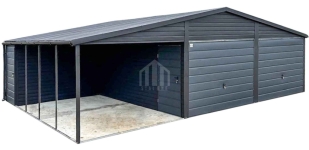 Garaż blaszany 6x6m wiata 3x5m 2x brama 2x drzwi okno rynny SO171