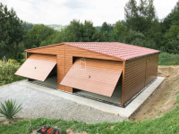 Garaż blaszany 7,5x6m 2x brama uchylna blachodach rynny dwuspad ID795 Niepołomice - zdjęcie 2