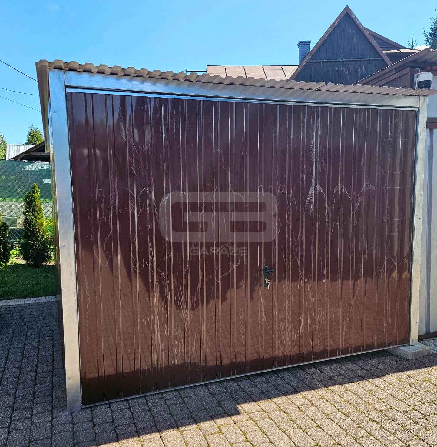 Garaż blaszany 3x5m - wolnostojący - brama uchylna - ciemny brąz GB149 Płock - zdjęcie 3