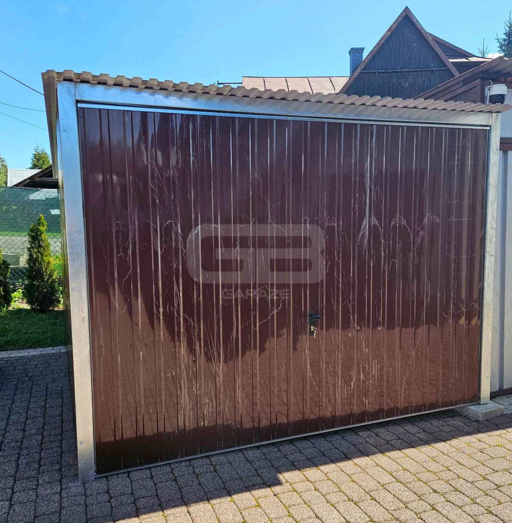 Garaż blaszany 3x5m - wolnostojący - brama uchylna - ciemny brąz GB149 Płock - zdjęcie 3