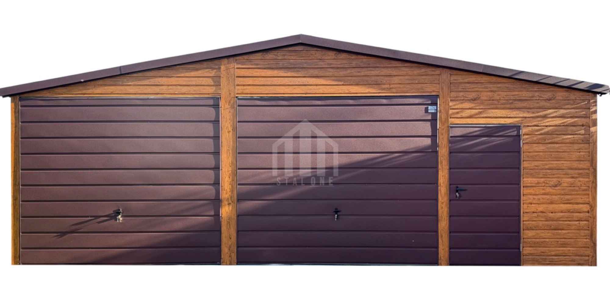 Garaż blaszany 9x6m - 2x brama uchylna - drzwi - 3x okno - rynny SO110 Żnin - zdjęcie 1