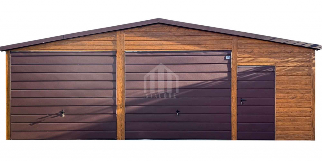 Garaż blaszany 9x6m - 2x brama uchylna - drzwi - 3x okno - rynny SO110 Żnin - zdjęcie 1