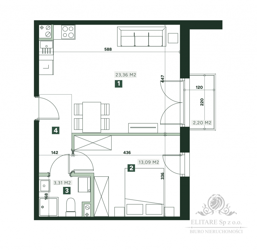 Mieszkanie 2 pok. 44,13m2 z balkonem, winda, mp naziemne/Żerniki Wrocław - zdjęcie 4